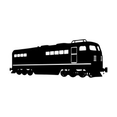 Vintage Diesel Locomotive Silhouette, a Powerful Icon of Rail Transportation History © Mahmudul
