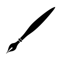 Elegant black silhouette of a traditional calligraphy pen on a white background