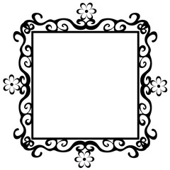 A rectangular black frame decorated with beautiful patterns on a white background