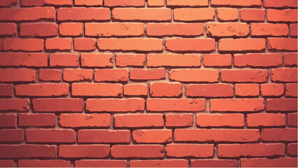Brick wall background. A brick wall with a gradient of red and orange tones. Vector illustration. 