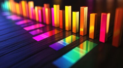 Fototapeta premium A vibrant bar graph displaying colorful data visualization, representing growth and analysis in a modern, digital context.