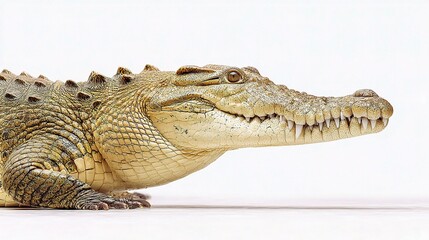 Naklejka premium Close-Up Portrait of a Crocodile Revealing Textured Scales and Teeth