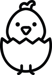 cute baby chicken black outline
