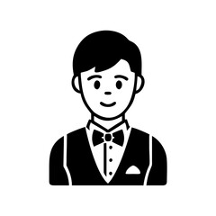 Illustration of a welldressed gentleman in a tuxedo with a bow tie