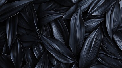 Obraz premium Textures of abstract black leaves for tropical leaf background. Flat lay, dark nature concept, tropical leaf, digital ai