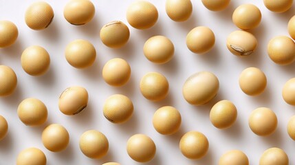 Arrangement of Yellow Balls on White Background for Creative Use
