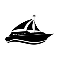 Black and White Silhouette Illustration of a Sailboat on the Water