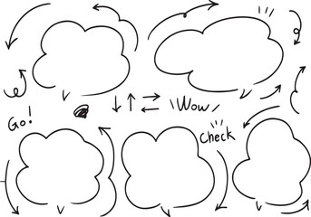 手描き ト 広告用 シンプルな線の手書きの吹き出しセット