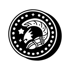 Monochrome Astrological Capricorn Zodiac Sign, Black and White Vector Illustration