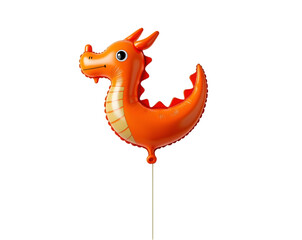 Whimsical Dragon Balloon Floating on White, Perfect for Celebrations, Fantasy Themes, and Children's Parties, Creating a Joyful and Magical Atmosphere