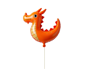 Whimsical Dragon Balloon Floating on White, Perfect for Celebrations, Fantasy Themes, and Children's Parties, Creating a Joyful and Magical Atmosphere
