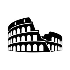 Naklejka premium The iconic silhouette of the Colosseum against a stark white background conveys history