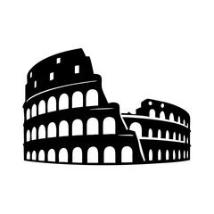Naklejka premium Iconic Colosseum of Rome Vector Silhouette, Historical Landmark, Travel Destination