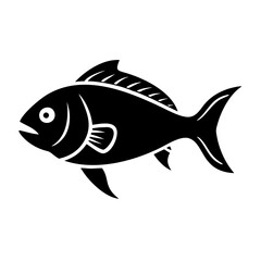 Simple black and white illustration of a fish with defined fins