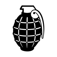 Simple Black and White Hand Grenade Icon with Distinct Grid Pattern
