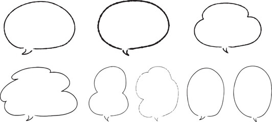 手描き ト 広告用 シンプルな線の手書きの吹き出しセット