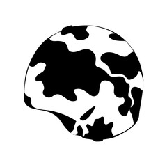 Monochromatic Globe with Abstract Cow Pattern and Distinct Black and White Contrast