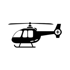 Simple vector image of a black helicopter with four bladed tail rotor