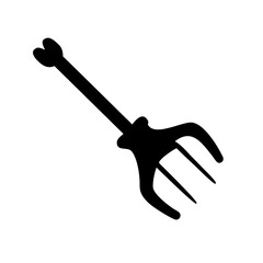 Stylized Black and White Bone Pitchfork with Heart Shaped Top Silhouette