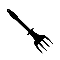 Obraz premium Black Silhouette of a Garden Fork for Tilling Soil or Spreading Mulch