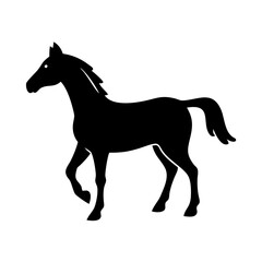 Silhouette of a beautiful elegant horse in motion on a white background