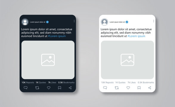 Post Mockup, post frame template and post text, modern social media app mockup