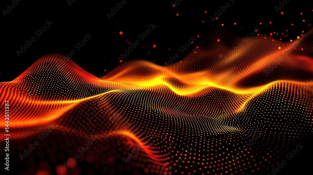 Poster futuristic abstract wave dot particle background isolate, abstract background with a wave of dots on