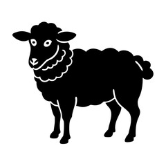 Stylized illustration of a black sheep in a simple, cartoonish style