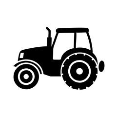 Black and White Silhouette Image of a Classic Farm Tractor Machine