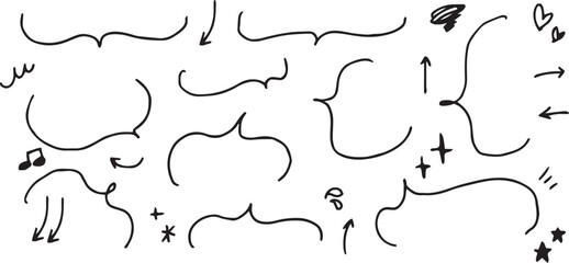 手描き ト 広告用 シンプルな線の手書きの吹き出しセット