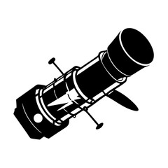Black and White Space Satellite Illustration in a Vector Graphic Style