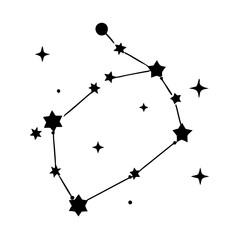 Black and white image of the constellation Ursa Minor, also known as the Little Dipper © Mahmudul