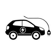 Black and White Electric Car Charging Icon for Sustainable Transportation