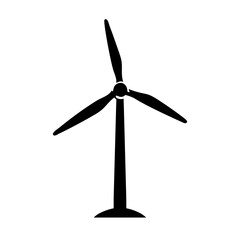 Monochrome vector illustration of a wind turbine on a white background