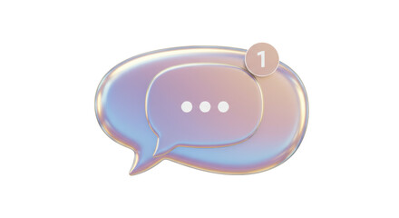 Isolated Holographic Speech Bubble with Notification Badge