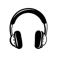 Stylized vector illustration of an over ear headphone set on white background