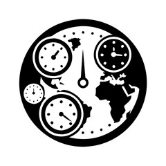 Conceptual illustration of global time zones and international communication network