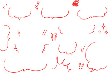 手描き ト 広告用 シンプルな線の手書きの吹き出しセット