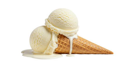 Isolated Vanilla Ice Cream Cones Melting