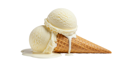 Isolated Vanilla Ice Cream Cones Melting