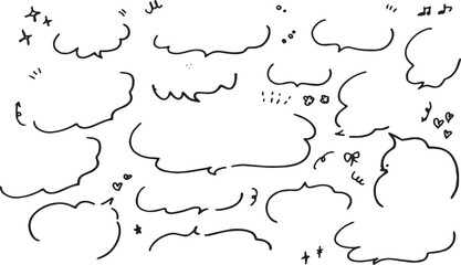 手描き ト 広告用 シンプルな線の手書きの吹き出しセット