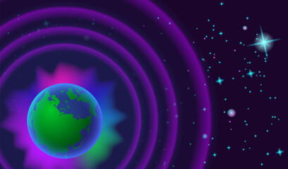 Abstract Universe Background with 3D Planet Earth