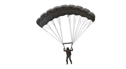 Isolated Parachutist Descending with Open Parachute