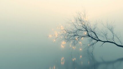 Obraz premium A conceptual and minimalist scene of a neuron with glowing connections, placed against a muted, soft background with space for text 