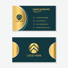 Luxury Gold and Green Business Card Design.