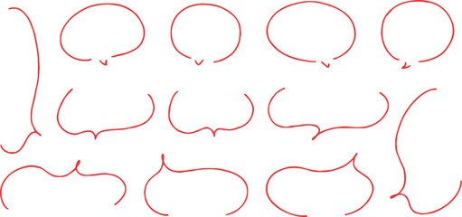 手描き ト 広告用  シンプルな線の手書きの吹き出しセット