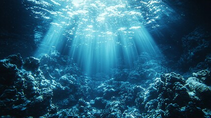 Ethereal sunbeam illuminating the interior of a cave creating a magical atmosphere and highlighting the natural rock features