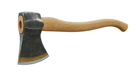 Isolated Classic Axe with Wooden Handle
