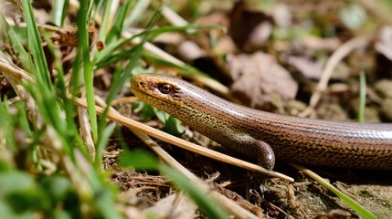 Obraz premium Slow Worm in Grass