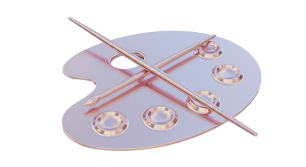 Isolated Art Palette with Brushes